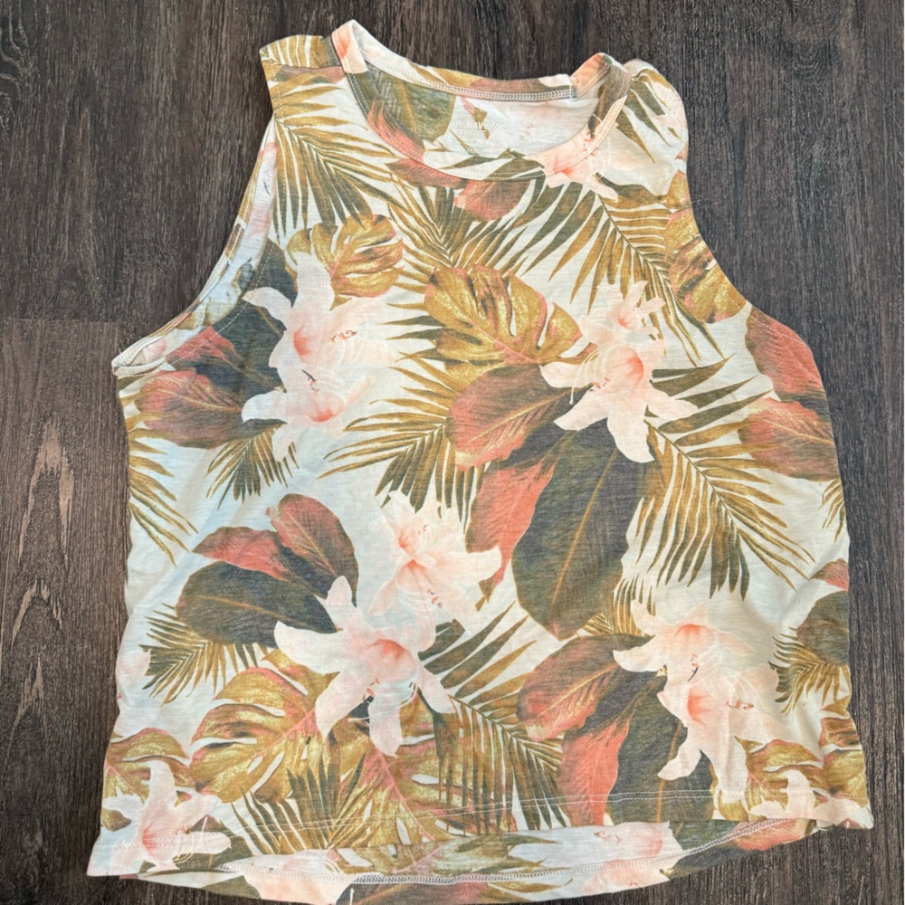 Old Navy Floral Tank Top - Green and Pink